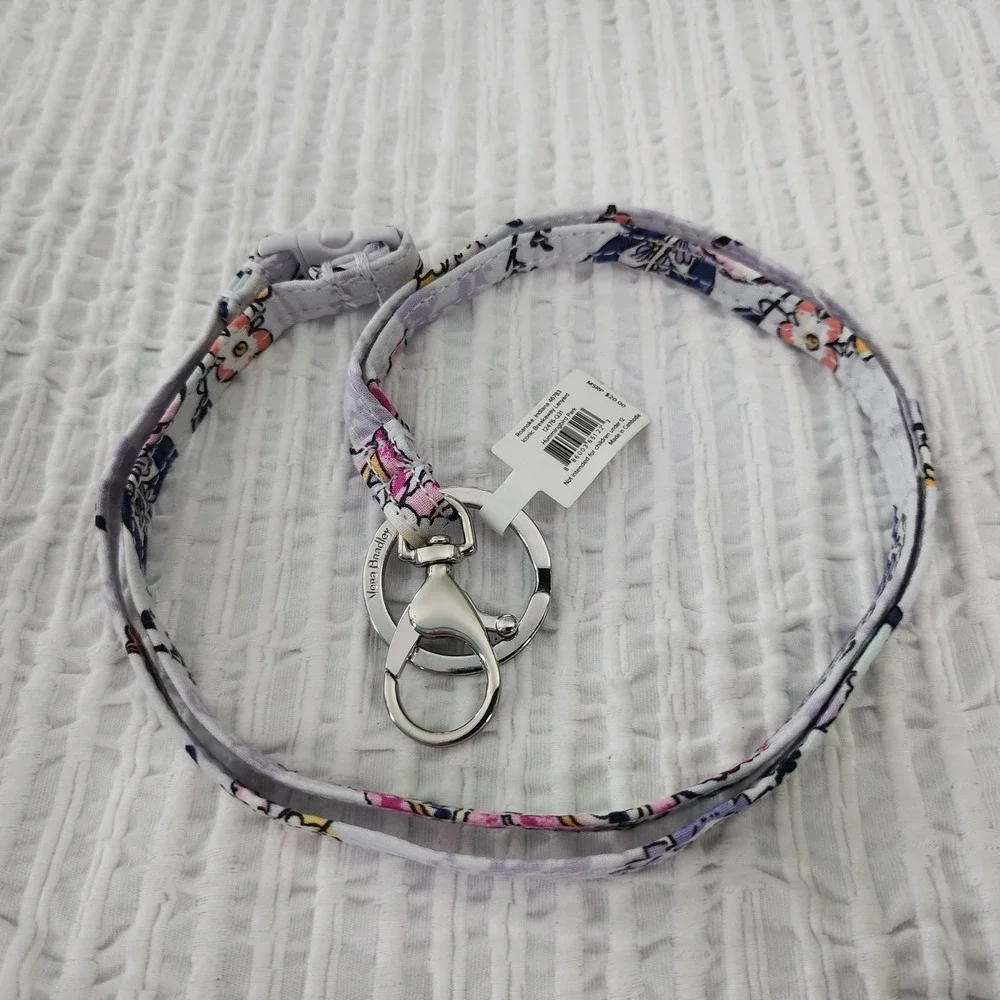 Vera Bradley Iconic Breakaway Lanyard Hummingbird Park Floral Purple 12476-Q31